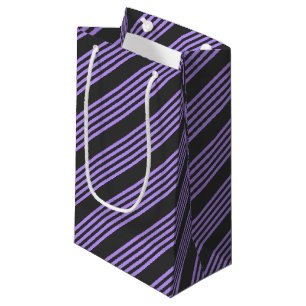 Purple and charcoal five stripe pattern small gift bag