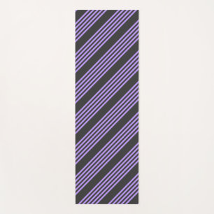Purple and charcoal five stripe pattern yoga mat