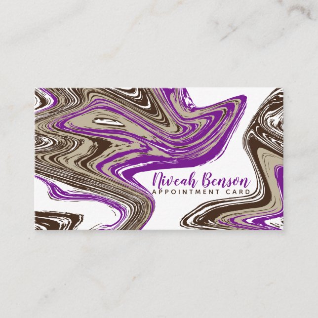 purple and chocolate strokes appointment card (Front)
