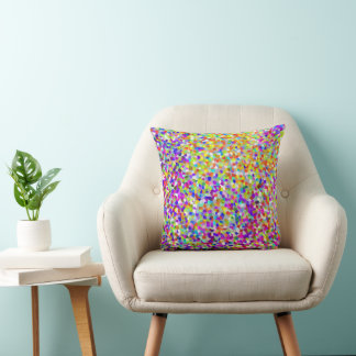 Purple and Coral Abstract Shapes Pattern Cushion
