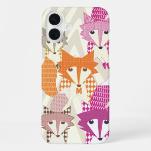 Purple and Coral Vintage Fox Art Red Retro iPhone Case