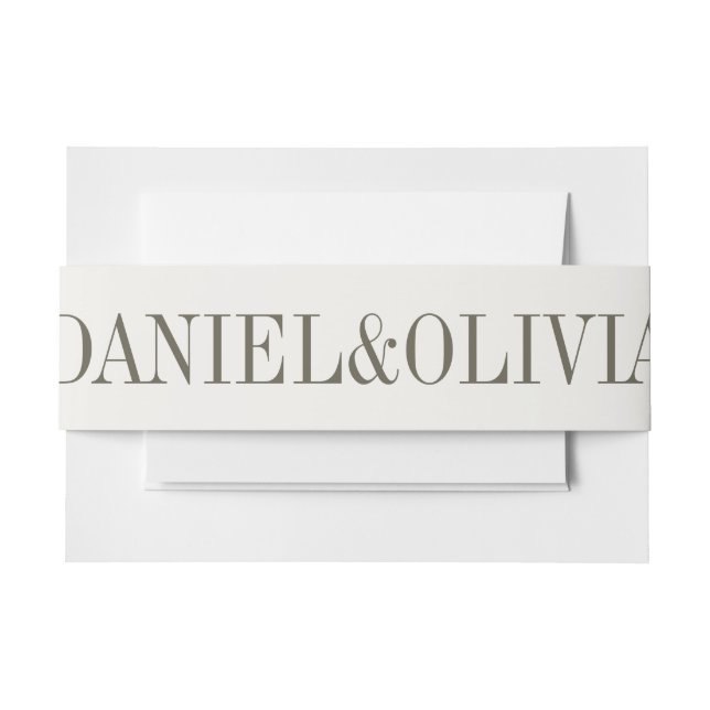 Purple and Cream Floral Bordered Wedding Invitation Belly Band (Front Example)