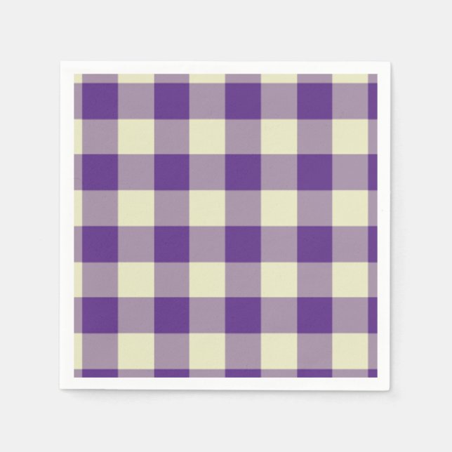 Purple and Cream Gingham Pattern Napkin (Front)
