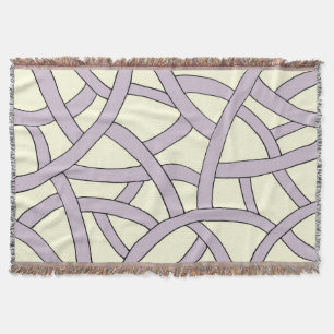 Purple and Cream Hand Drawn Fantasy Pattern Throw Blanket