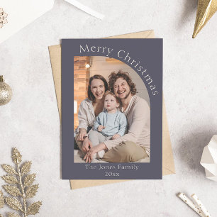 Purple and Cream Modern Arch Photo Christmas Holiday Card