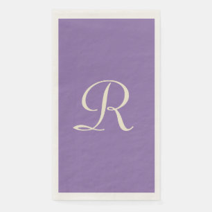 Purple and Cream Monogrammed Minimalist Napkin