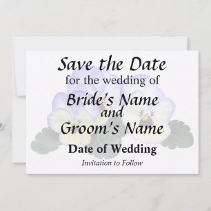 Purple and Cream Pansies Save The Date