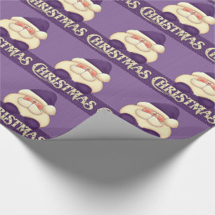 Purple and Cream Santa Christmas Wrapping Paper