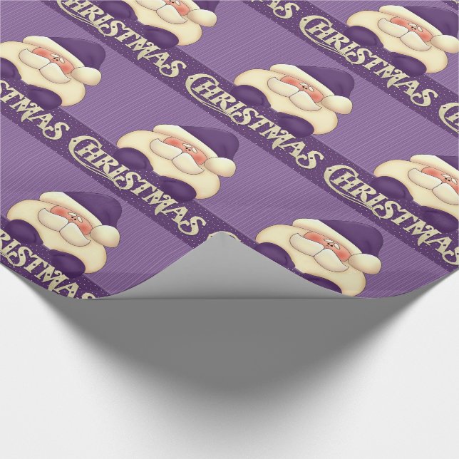 Purple and Cream Santa Christmas Wrapping Paper (Corner)