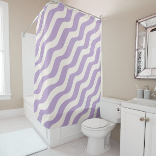 Purple And Cream Wavy Lines Psychedelic Stripes Sh Shower Curtain