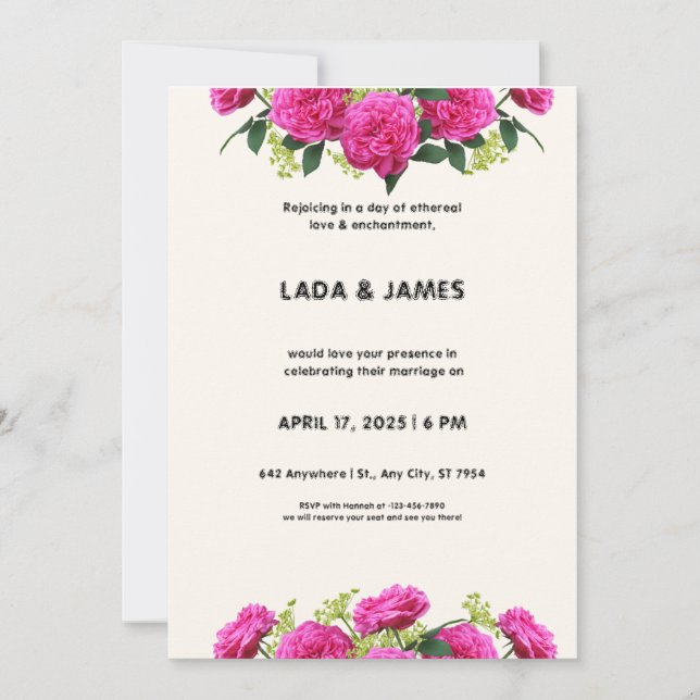 Purple and Cream Wedding Invitation (Front)