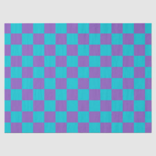 Purple and Cyan Checkerboard Tissue Paper
