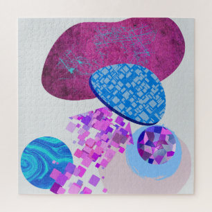 Purple And Cyan Modern Shapes Jigsaw Puzzle