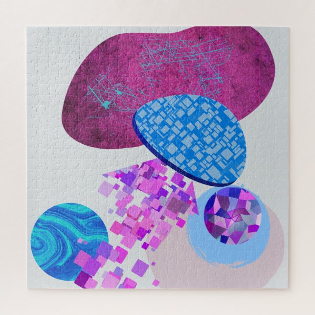 Purple And Cyan Modern Shapes Jigsaw Puzzle (Vertical)