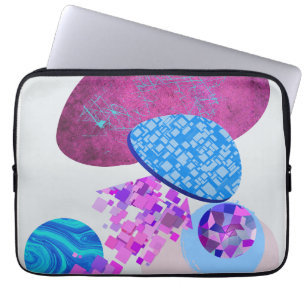 Purple And Cyan Modern Shapes Laptop Sleeve
