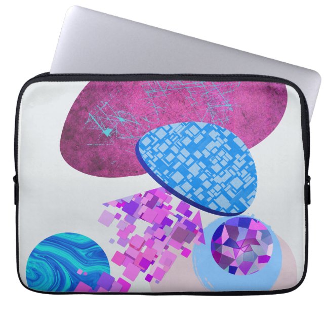 Purple And Cyan Modern Shapes Laptop Sleeve (Front)