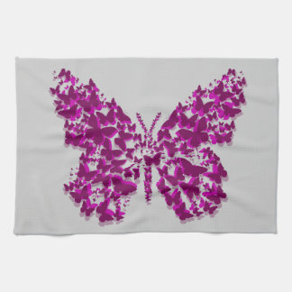 Purple and Fuchsia Layered Butterfly Tea Towel