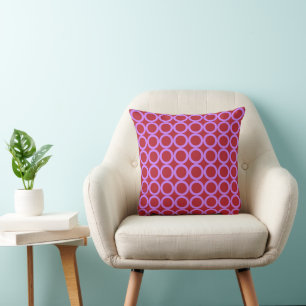 Purple and Garnet Red Circle Art Throw Pillow