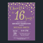 Purple and Gold 16th Birthday Diamond Invitation<br><div class="desc">16th Birthday Invitation with Purple and Gold Glitter Diamond Background. Gold Confetti. Kids Birthday. Boy or Girl Birthday. For further customisation,  please click the "Customise it" button and use our design tool to modify this template.</div>
