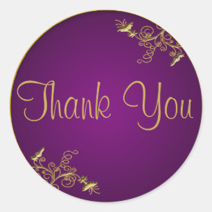 Purple and Gold 1.5" Diameter Thank You Sticker