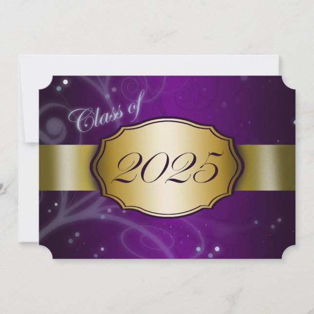 Purple and Gold 2025 Graduation Invitation (Front)