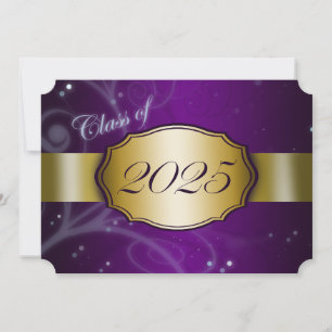 Purple and Gold 2025 Graduation Invitation