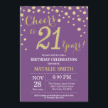 Purple and Gold 21st Birthday Diamond Invitation<br><div class="desc">21st Birthday Invitation with Purple and Gold Glitter Diamond Background. Gold Confetti. Adult Birthday. Male Men or Women Birthday. For further customisation,  please click the "Customise it" button and use our design tool to modify this template.</div>
