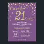 Purple and Gold 21st Birthday Diamond Invitation<br><div class="desc">21st Birthday Invitation with Purple and Gold Glitter Diamond Background. Gold Confetti. Adult Birthday. Male Men or Women Birthday. For further customisation,  please click the "Customise it" button and use our design tool to modify this template.</div>
