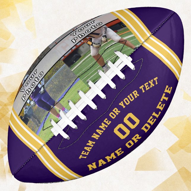 Purple and Gold 2 Photos, Personalized Football (Creator Uploaded)