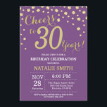 Purple and Gold 30th Birthday Diamond Invitation<br><div class="desc">30th Birthday Invitation with Purple and Gold Glitter Diamond Background. Gold Confetti. Adult Birthday. Male Men or Women Birthday. For further customisation,  please click the "Customise it" button and use our design tool to modify this template.</div>