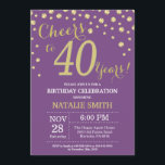 Purple and Gold 40th Birthday Diamond Invitation<br><div class="desc">30th Birthday Invitation with Purple and Gold Glitter Diamond Background. Gold Confetti. Adult Birthday. Male Men or Women Birthday. For further customisation,  please click the "Customise it" button and use our design tool to modify this template.</div>