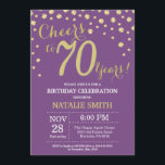 Purple and Gold 70th Birthday Diamond Invitation<br><div class="desc">70th Birthday Invitation with Purple and Gold Glitter Diamond Background. Gold Confetti. Adult Birthday. Male Men or Women Birthday. For further customisation,  please click the "Customise it" button and use our design tool to modify this template.</div>