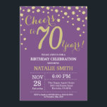 Purple and Gold 70th Birthday Diamond Invitation<br><div class="desc">70th Birthday Invitation with Purple and Gold Glitter Diamond Background. Gold Confetti. Adult Birthday. Male Men or Women Birthday. For further customisation,  please click the "Customise it" button and use our design tool to modify this template.</div>