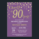Purple and Gold 90th Birthday Diamond Invitation<br><div class="desc">90th Birthday Invitation with Purple and Gold Glitter Diamond Background. Gold Confetti. Adult Birthday. Male Men or Women Birthday. For further customisation,  please click the "Customise it" button and use our design tool to modify this template.</div>