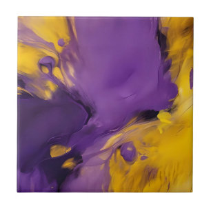 Purple and Gold Abstract Ceramic Tile