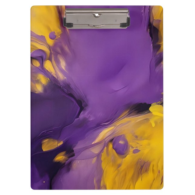 Purple and Gold Abstract Clipboard (Front)