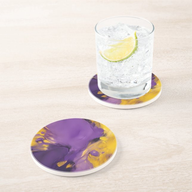 Purple and Gold Abstract Coaster (Side)