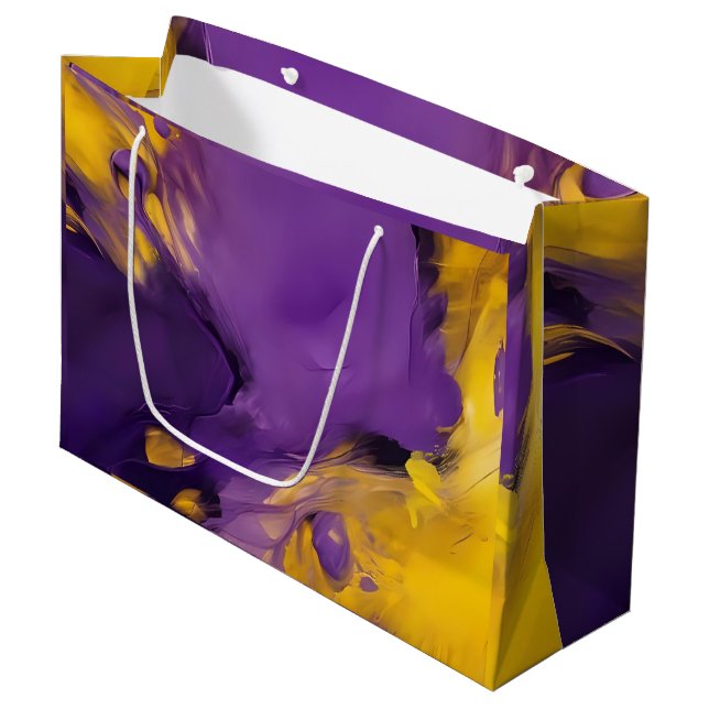 Purple and Gold Abstract Large Gift Bag (Front Angled)