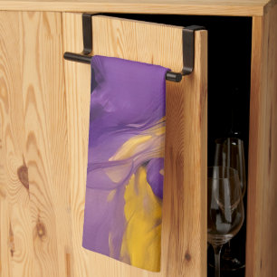 Purple and Gold Abstract Tea Towel