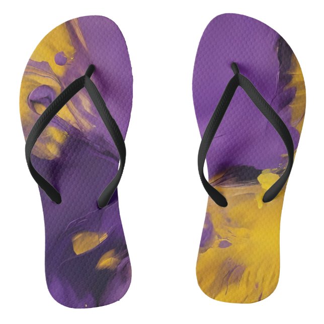 Purple and Gold Abstract  Thongs (Footbed)