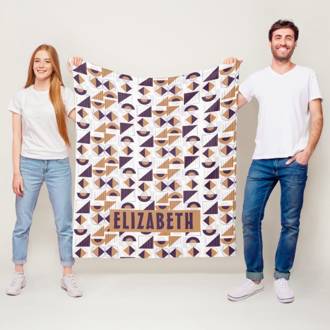 Purple and gold Aesthetic abstract Pattern Fleece Blanket (In Situ)