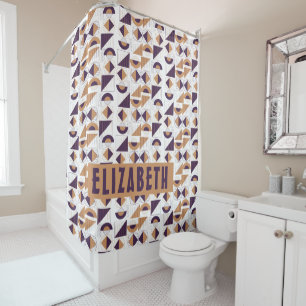 Purple and gold Aesthetic abstract Pattern Shower Curtain