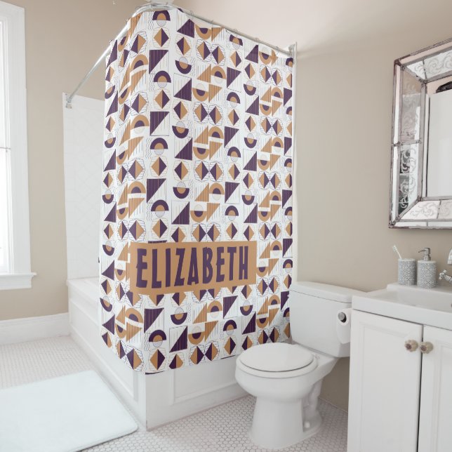 Purple and gold Aesthetic abstract Pattern Shower Curtain (In Situ)