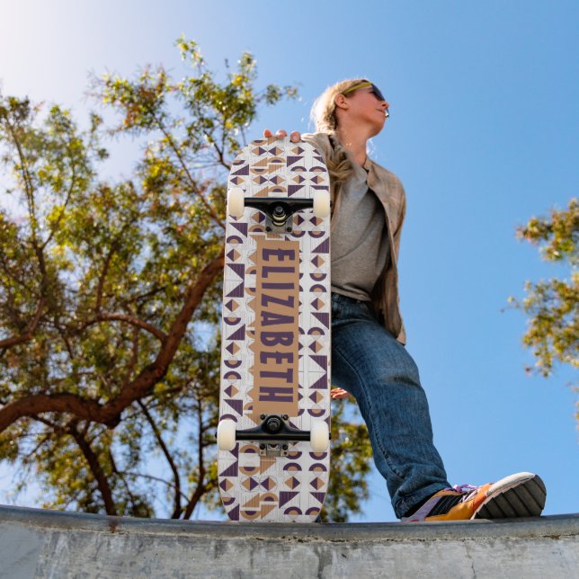 Purple and gold Aesthetic abstract Pattern Skateboard (Outdoor 1)