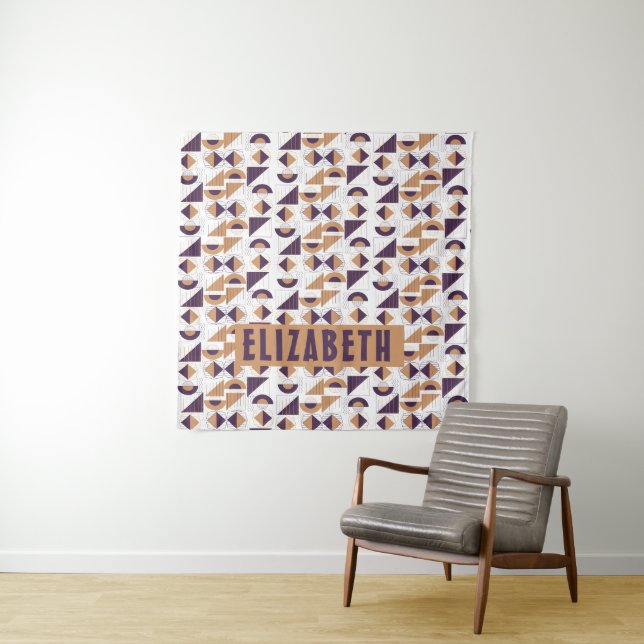 Purple and gold Aesthetic abstract Pattern Tapestry (In Situ)