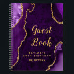 Purple and Gold Agate Birthday Guest Book<br><div class="desc">This elegant and glamourous birthday party guest book features a purple agate marble background with faux gold glitter accents. The text combines handwritten script and modern sans serif fonts for a classy and sophisticated look. This will be perfect for an autumn fall and winter birthday party.</div>