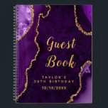 Purple and Gold Agate Birthday Guest Book<br><div class="desc">This elegant and glamourous birthday party guest book features a purple agate marble background with faux gold glitter accents. The text combines handwritten script and modern sans serif fonts for a classy and sophisticated look. This will be perfect for an autumn fall and winter birthday party.</div>