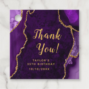Purple and Gold Agate Birthday Thank You Favour Tags