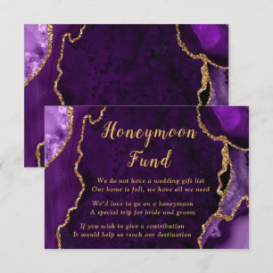 Purple and Gold Agate Honeymoon Fund Enclosure Card