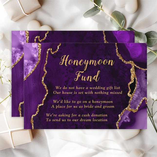 Purple and Gold Agate Honeymoon Fund Enclosure Card (Creator Uploaded)